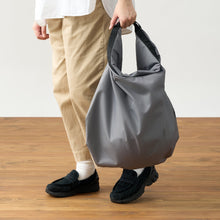 將圖片載入圖庫檢視器 再生聚酯纖維袋口可捲 2WAY 購物袋(原色灰)