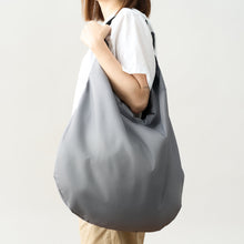 將圖片載入圖庫檢視器 再生聚酯纖維袋口可捲 2WAY 購物袋(原色灰)