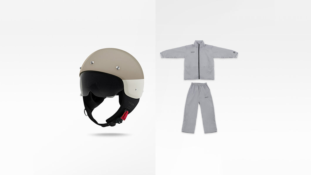 兩件式雨衣騎士套組 - 溫柔力量安全帽